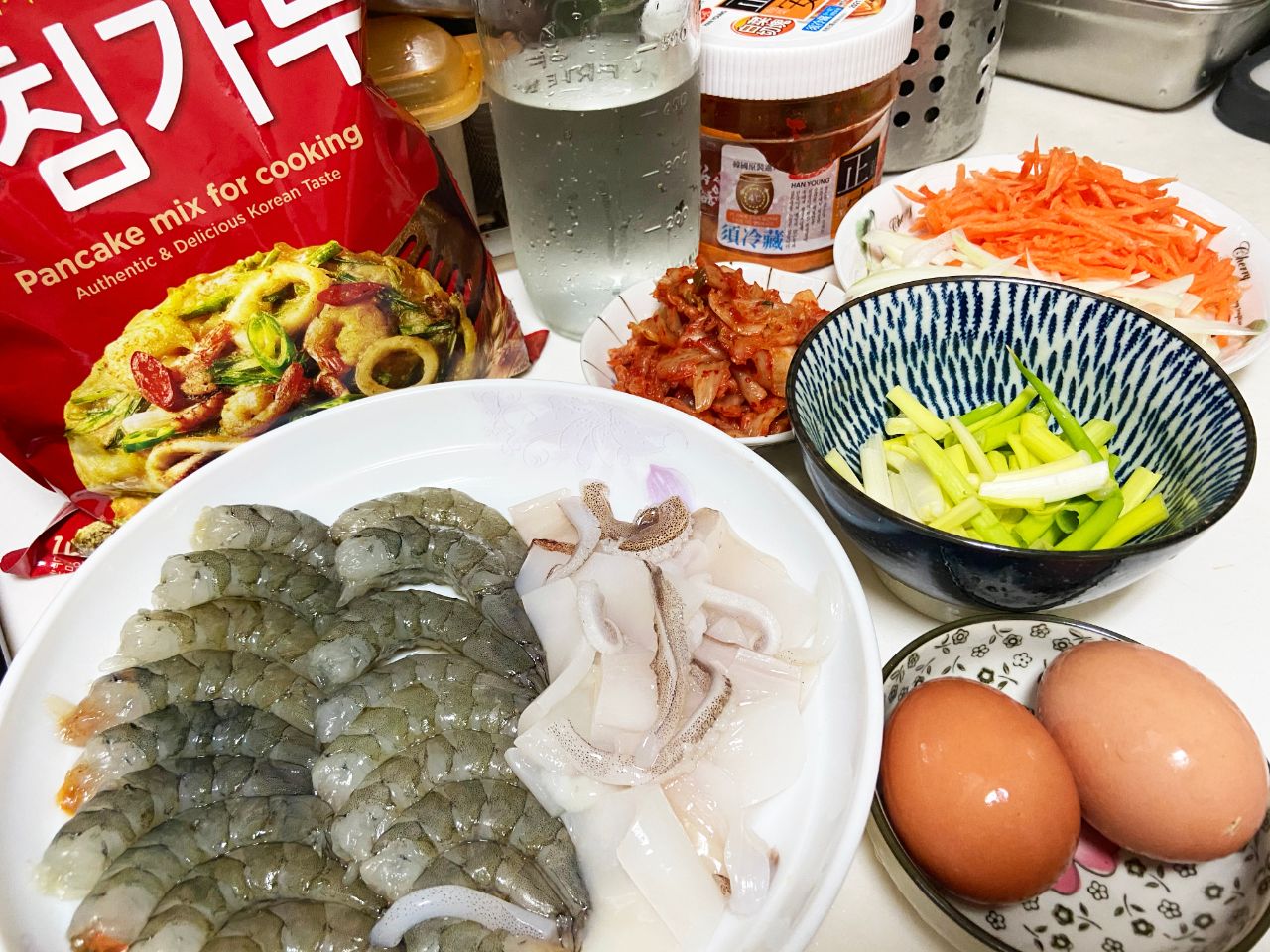 韓式泡菜海鮮煎餅 食材準備

